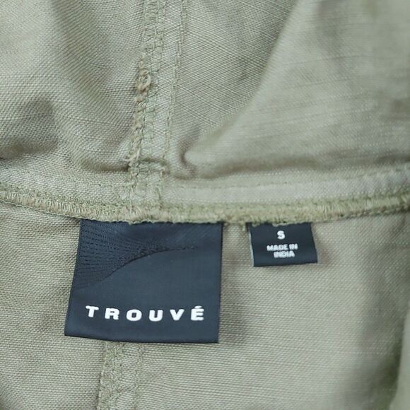 Trouve Hooded Utility Jacket Womens Small Green Oversized Full Zip Cotton - Picture 12 of 13